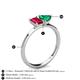 4 - Esther Emerald Shape Lab Created Ruby & Heart Shape Lab Created Emerald 2 Stone Duo Ring 