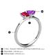 4 - Esther Emerald Shape Lab Created Ruby & Heart Shape Amethyst 2 Stone Duo Ring 