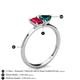 4 - Esther Emerald Shape Lab Created Ruby & Heart Shape London Blue Topaz 2 Stone Duo Ring 