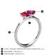 4 - Esther Emerald Shape Lab Created Ruby & Heart Shape Rhodolite Garnet 2 Stone Duo Ring 
