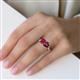 5 - Esther Emerald Shape Lab Created Ruby & Heart Shape Rhodolite Garnet 2 Stone Duo Ring 