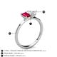 4 - Esther Emerald Shape Lab Created Ruby & Heart Shape White Sapphire 2 Stone Duo Ring 