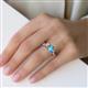 5 - Esther Emerald Shape Smoky Quartz & Heart Shape Blue Topaz 2 Stone Duo Ring 