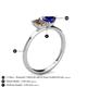 4 - Esther Emerald Shape Smoky Quartz & Heart Shape Lab Created Blue Sapphire 2 Stone Duo Ring 