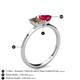 4 - Esther Emerald Shape Smoky Quartz & Heart Shape Lab Created Ruby 2 Stone Duo Ring 