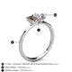 4 - Esther GIA Certified Heart Shape Diamond & Emerald Shape Smoky Quartz 2 Stone Duo Ring 