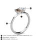 4 - Esther Emerald Shape Smoky Quartz & Heart Shape Lab Created White Sapphire 2 Stone Duo Ring 