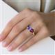5 - Esther Emerald Shape Tanzanite & Heart Shape Rhodolite Garnet 2 Stone Duo Ring 