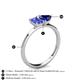 4 - Esther Emerald Shape Tanzanite & Heart Shape Lab Created Blue Sapphire 2 Stone Duo Ring 