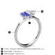 4 - Esther Emerald Shape Tanzanite & Heart Shape Lab Created White Sapphire 2 Stone Duo Ring 