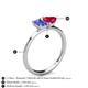 4 - Esther Emerald Shape Tanzanite & Heart Shape Lab Created Ruby 2 Stone Duo Ring 