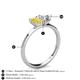 4 - Esther GIA Certified Heart Shape Diamond & Emerald Shape Lab Created Yellow Sapphire 2 Stone Duo Ring 