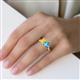5 - Esther Emerald Shape Lab Created Yellow Sapphire & Heart Shape Blue Topaz 2 Stone Duo Ring 