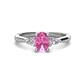 1 - Honora 9x7 mm Oval Shape Lab Created Pink Sapphire and Pear Shape Diamond Three Stone Engagement Ring 