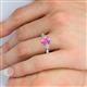 5 - Honora 9x7 mm Oval Shape Lab Created Pink Sapphire and Pear Shape Diamond Three Stone Engagement Ring 