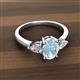 2 - Honora 9x7 mm Oval Shape Aquamarine and Pear Shape Diamond Three Stone Engagement Ring 
