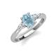 3 - Honora 9x7 mm Oval Shape Aquamarine and Pear Shape Diamond Three Stone Engagement Ring 