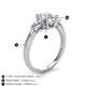 4 - Honora 9x7 mm Oval Shape Aquamarine and Pear Shape Diamond Three Stone Engagement Ring 