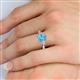 5 - Honora 9x7 mm Oval Shape Blue Topaz and Pear Shape Diamond Three Stone Engagement Ring 