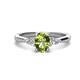 1 - Honora 9x7 mm Oval Shape Peridot and Pear Shape Diamond Three Stone Engagement Ring 