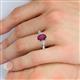 5 - Honora 9x7 mm Oval Shape Rhodolite Garnet and Pear Shape Diamond Three Stone Engagement Ring 
