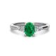 1 - Honora 9x7 mm Oval Shape Lab Created Emerald and Pear Shape Diamond Three Stone Engagement Ring 