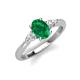 3 - Honora 9x7 mm Oval Shape Lab Created Emerald and Pear Shape Diamond Three Stone Engagement Ring 