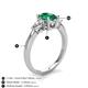4 - Honora 9x7 mm Oval Shape Lab Created Emerald and Pear Shape Diamond Three Stone Engagement Ring 