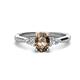 1 - Honora 9x7 mm Oval Shape Smoky Quartz and Pear Shape Diamond Three Stone Engagement Ring 
