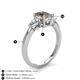 4 - Honora 9x7 mm Oval Shape Smoky Quartz and Pear Shape Diamond Three Stone Engagement Ring 