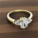 2 - Honora IGI Certified 9x7 mm Oval Shape Lab Grown Diamond and Natural Pear Shape Diamond Three Stone Engagement Ring 