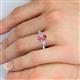 5 - Honora 9x7 mm Oval Shape Pink Tourmaline and Pear Shape Diamond Three Stone Engagement Ring 