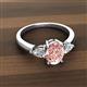 2 - Honora 9x7 mm Oval Shape Morganite and Pear Shape Diamond Three Stone Engagement Ring 