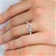 5 - Honora 9x7 mm Oval Shape Morganite and Pear Shape Diamond Three Stone Engagement Ring 