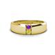 1 - Ethan 3.00 mm Round Amethyst and Yellow Diamond 2 Stone Men Wedding Ring 