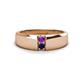 1 - Ethan 3.00 mm Round Amethyst and Blue Sapphire 2 Stone Men Wedding Ring 