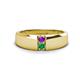 1 - Ethan 3.00 mm Round Amethyst and Emerald 2 Stone Men Wedding Ring 
