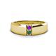 1 - Ethan 3.00 mm Round Amethyst and Lab Created Alexandrite 2 Stone Men Wedding Ring 