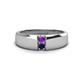 1 - Ethan 3.00 mm Round Amethyst and Blue Sapphire 2 Stone Men Wedding Ring 