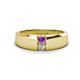 1 - Ethan 3.00 mm Round Amethyst and Forever Brilliant Moissanite 2 Stone Men Wedding Ring 
