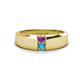 1 - Ethan 3.00 mm Round Amethyst and Turquoise 2 Stone Men Wedding Ring 