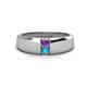 1 - Ethan 3.00 mm Round Amethyst and Turquoise 2 Stone Men Wedding Ring 