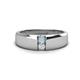 1 - Ethan 3.00 mm Round Aquamarine and White Sapphire 2 Stone Men Wedding Ring 