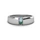 1 - Ethan 3.00 mm Round Aquamarine and Lab Created Alexandrite 2 Stone Men Wedding Ring 