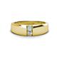 1 - Ethan 3.00 mm Round Aquamarine and Diamond 2 Stone Men Wedding Ring 