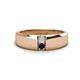 1 - Ethan 3.00 mm Round Aquamarine and Blue Sapphire 2 Stone Men Wedding Ring 