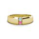 1 - Ethan 3.00 mm Round Aquamarine and Pink Sapphire 2 Stone Men Wedding Ring 