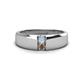1 - Ethan 3.00 mm Round Aquamarine and Smoky Quartz 2 Stone Men Wedding Ring 