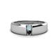 1 - Ethan 3.00 mm Round Aquamarine and Black Diamond 2 Stone Men Wedding Ring 