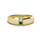 1 - Ethan 3.00 mm Round Aquamarine and Blue Diamond 2 Stone Men Wedding Ring 